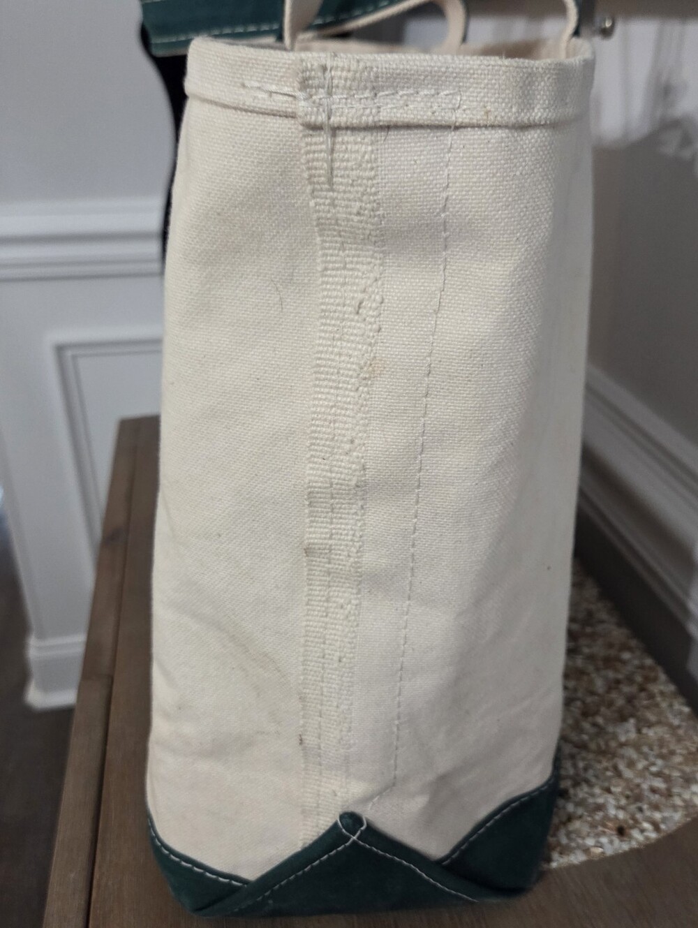 Vintage LL Bean Cream &GreenBoat And Tote Bag X Large Approx 18”L X 14”H X 7W - Picture 12 of 16